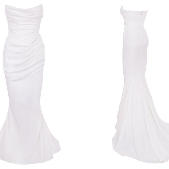 House of CB Dresses House Of Cb Esmee Ivory Draped Strapless Bridal